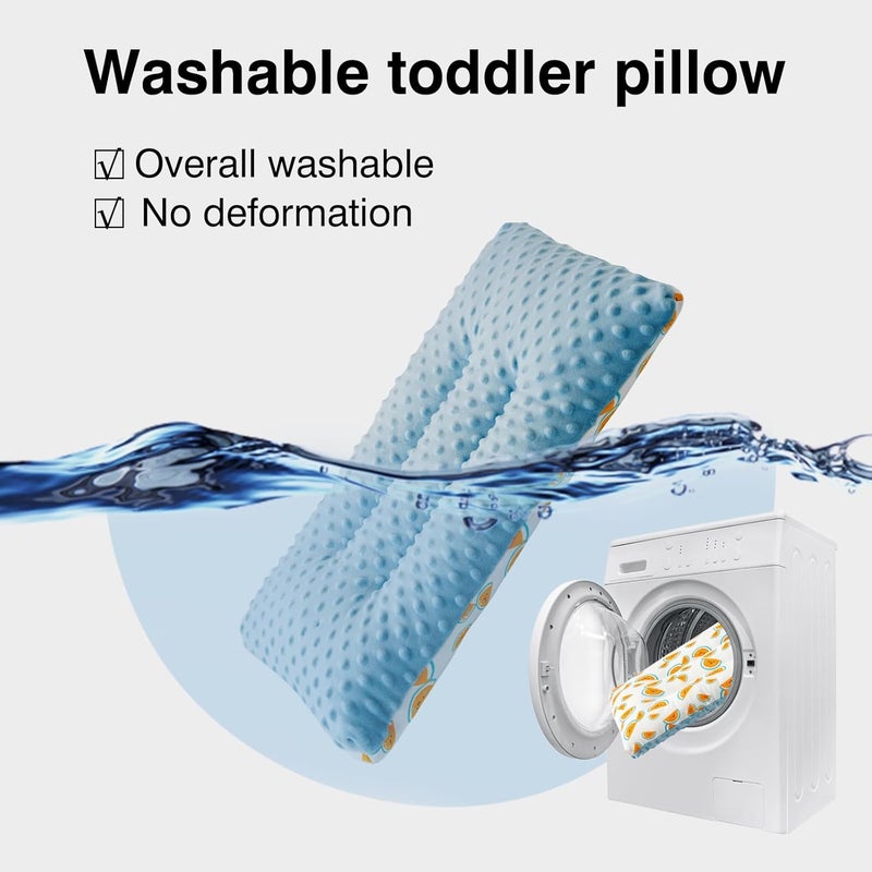 RESTIRY 1Pc Toddler Pillow,Breathable and Skin-Friendly,Machine Washable,100% Cotton Cute Kids Pillows for Sleeping,Kids Sleeping Pillow for 2-6 Year Old,19X11inches (Blue) - Image 5